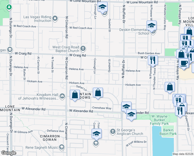 map of restaurants, bars, coffee shops, grocery stores, and more near 4128 Rimgate Drive in Las Vegas
