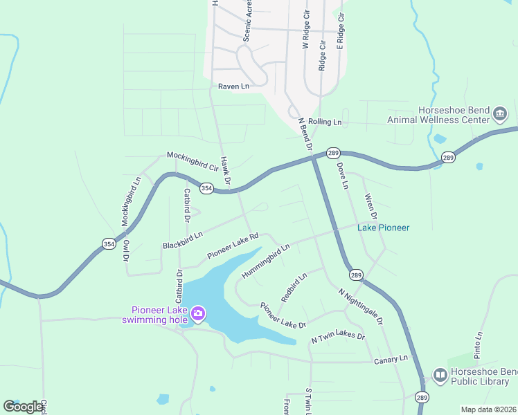 map of restaurants, bars, coffee shops, grocery stores, and more near 1316 Blackbird Lane in Horseshoe Bend