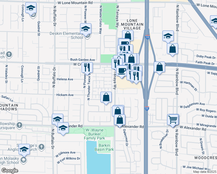 map of restaurants, bars, coffee shops, grocery stores, and more near 7228 Wild Carrot Avenue in Las Vegas