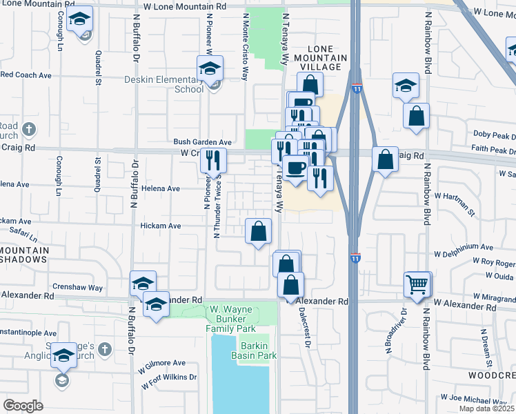 map of restaurants, bars, coffee shops, grocery stores, and more near 7232 Nova Ridge Court in Las Vegas