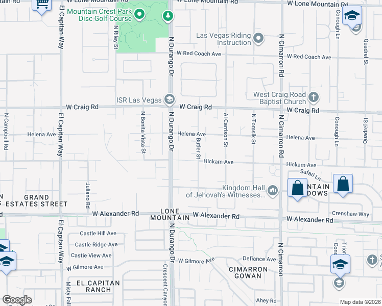 map of restaurants, bars, coffee shops, grocery stores, and more near 5959 North Butler Street in Las Vegas