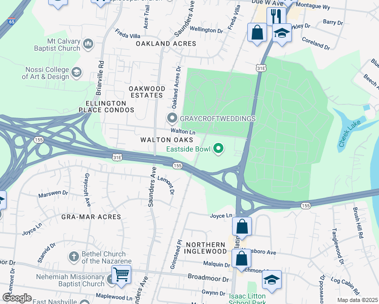 map of restaurants, bars, coffee shops, grocery stores, and more near 420 Walton Lane in Nashville