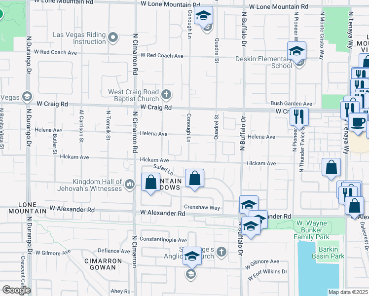 map of restaurants, bars, coffee shops, grocery stores, and more near 4242 Helena Hideaway Court in Las Vegas