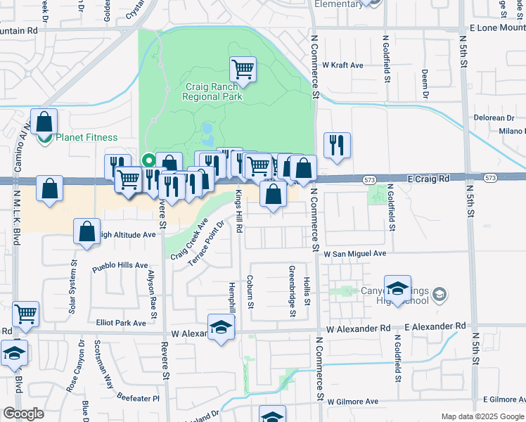 map of restaurants, bars, coffee shops, grocery stores, and more near 430 Dorchester Bend Avenue in North Las Vegas