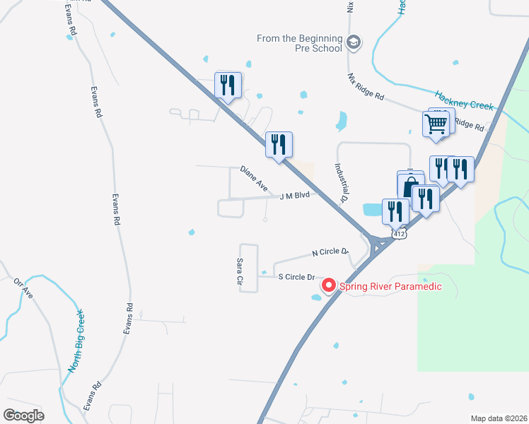 map of restaurants, bars, coffee shops, grocery stores, and more near 10 Tenants Cove in Ash Flat