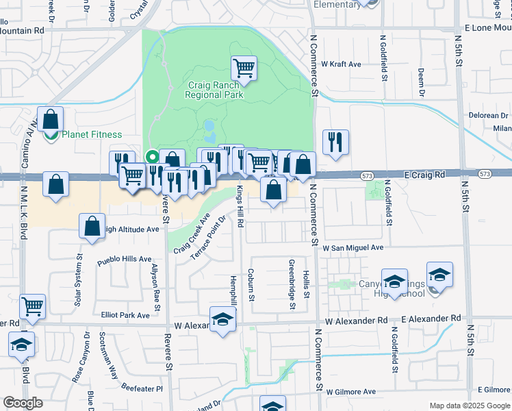 map of restaurants, bars, coffee shops, grocery stores, and more near 470 Dorchester Bend Avenue in North Las Vegas
