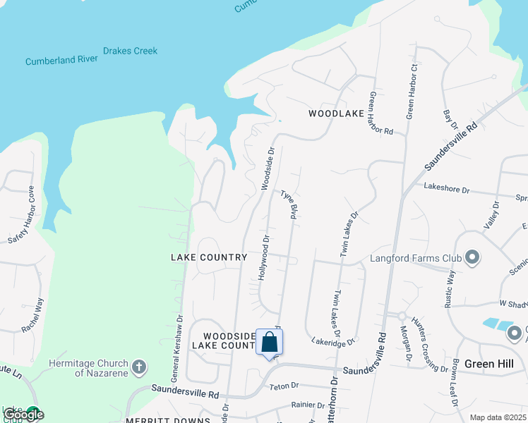 map of restaurants, bars, coffee shops, grocery stores, and more near 317 Hollywood Drive in Green Hill