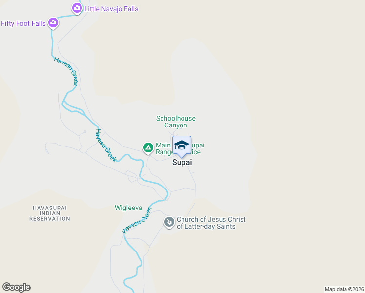 map of restaurants, bars, coffee shops, grocery stores, and more near 1 Main Street in Supai