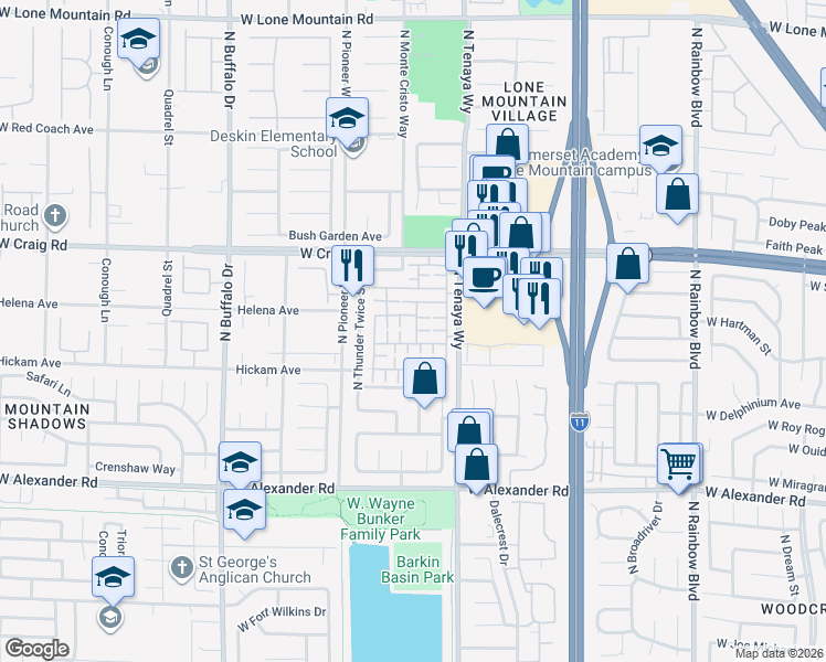 map of restaurants, bars, coffee shops, grocery stores, and more near 4249 Fleet Dancer Street in Las Vegas
