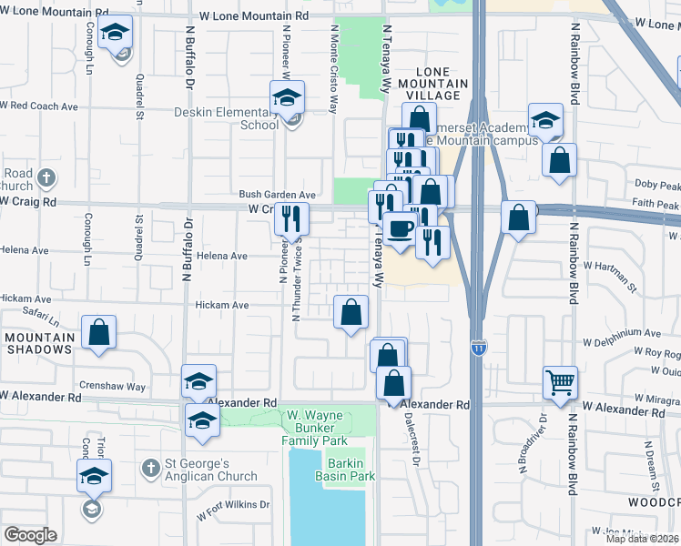 map of restaurants, bars, coffee shops, grocery stores, and more near 4249 Fleet Dancer Street in Las Vegas