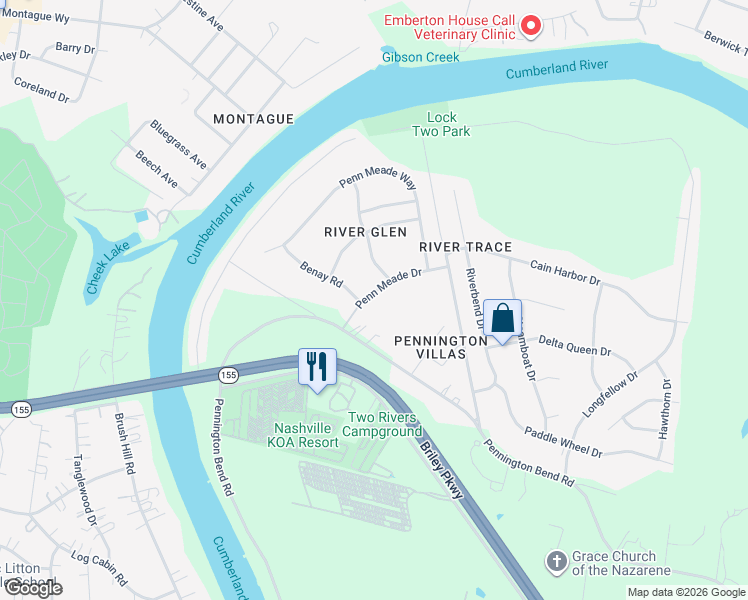 map of restaurants, bars, coffee shops, grocery stores, and more near 2732 Penn Meade Drive in Nashville