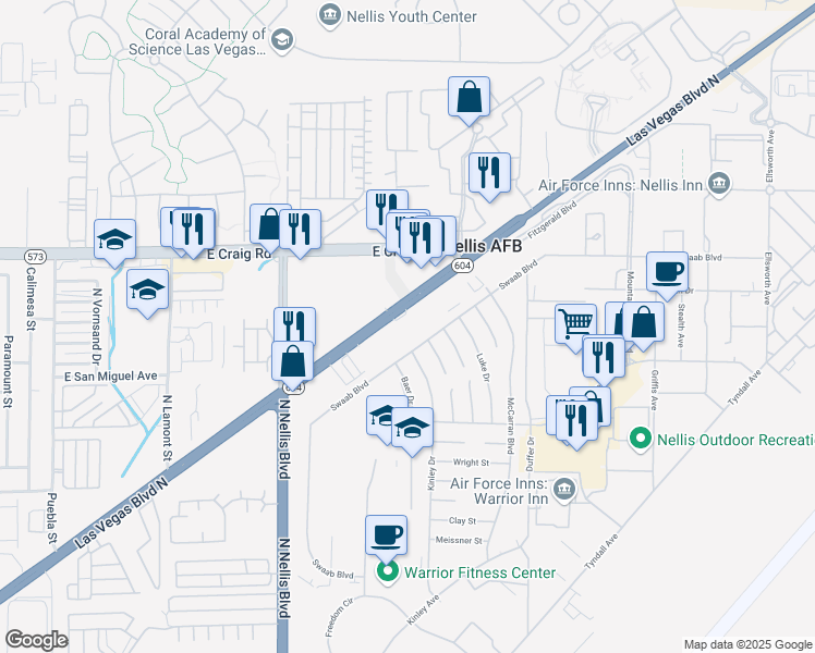 map of restaurants, bars, coffee shops, grocery stores, and more near 4320 North Las Vegas Boulevard in Las Vegas