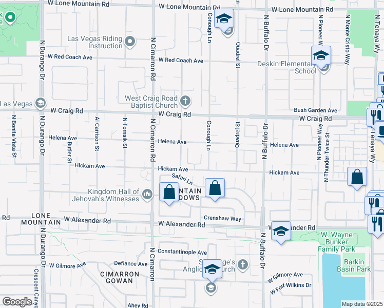 map of restaurants, bars, coffee shops, grocery stores, and more near 4260 Helena Cove Court in Las Vegas