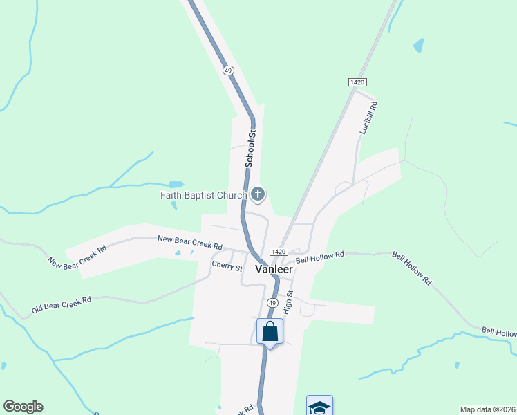 map of restaurants, bars, coffee shops, grocery stores, and more near 4908 Tennessee 49 in Vanleer