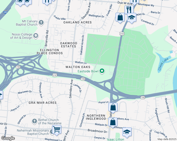map of restaurants, bars, coffee shops, grocery stores, and more near 420 Walton Lane in Nashville