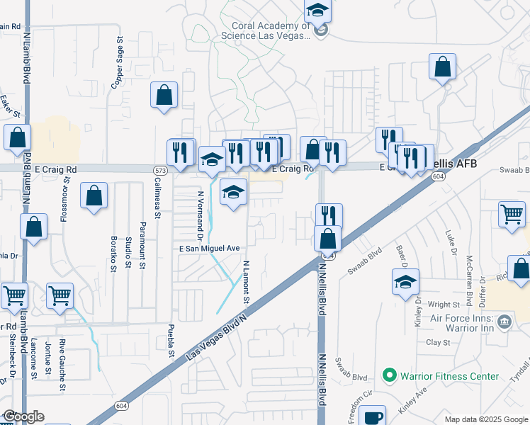 map of restaurants, bars, coffee shops, grocery stores, and more near 4258 Vivenda Street in Las Vegas