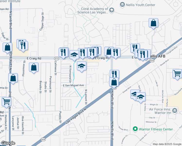 map of restaurants, bars, coffee shops, grocery stores, and more near 4258 Vivenda Street in Las Vegas
