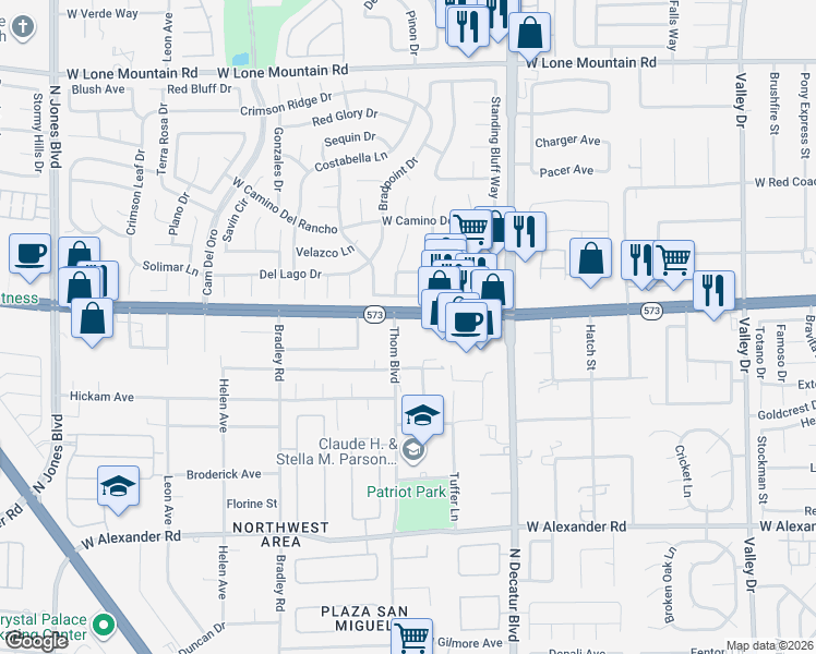 map of restaurants, bars, coffee shops, grocery stores, and more near 5051 West Craig Road in Las Vegas