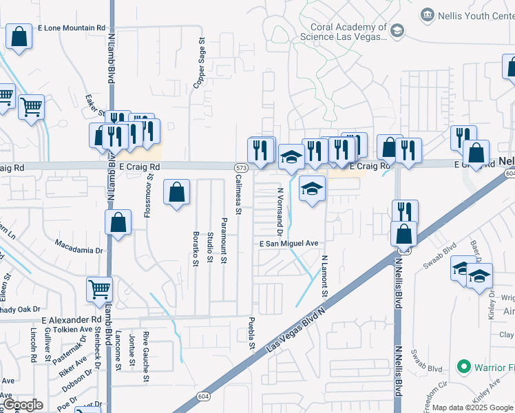 map of restaurants, bars, coffee shops, grocery stores, and more near 4708 Thunderbolt Avenue in Las Vegas