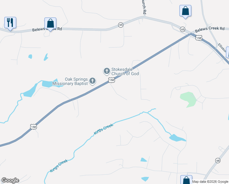 map of restaurants, bars, coffee shops, grocery stores, and more near 8307 Branson Road in Stokesdale