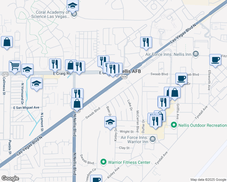 map of restaurants, bars, coffee shops, grocery stores, and more near 4330 Las Vegas Boulevard North in Las Vegas