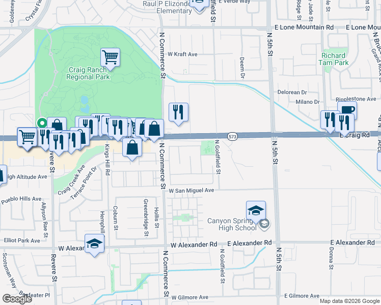 map of restaurants, bars, coffee shops, grocery stores, and more near 4278 Belkin Court in North Las Vegas