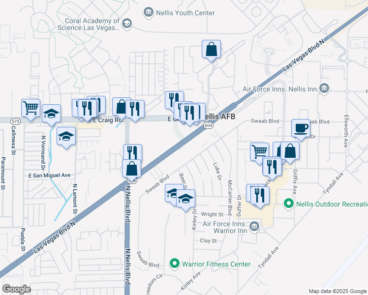 map of restaurants, bars, coffee shops, grocery stores, and more near 4328 Las Vegas Boulevard North in Las Vegas