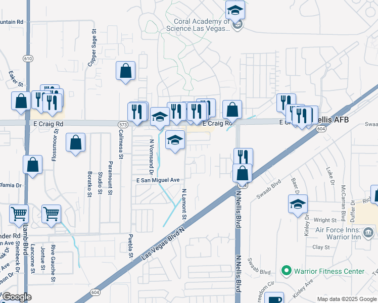 map of restaurants, bars, coffee shops, grocery stores, and more near 4257 Aubergine Court in Las Vegas