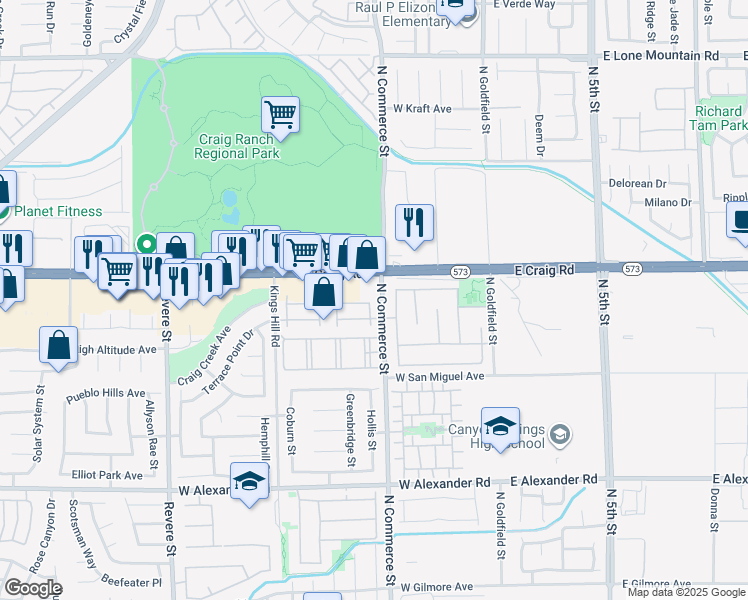 map of restaurants, bars, coffee shops, grocery stores, and more near 310 Clarence House Avenue in North Las Vegas