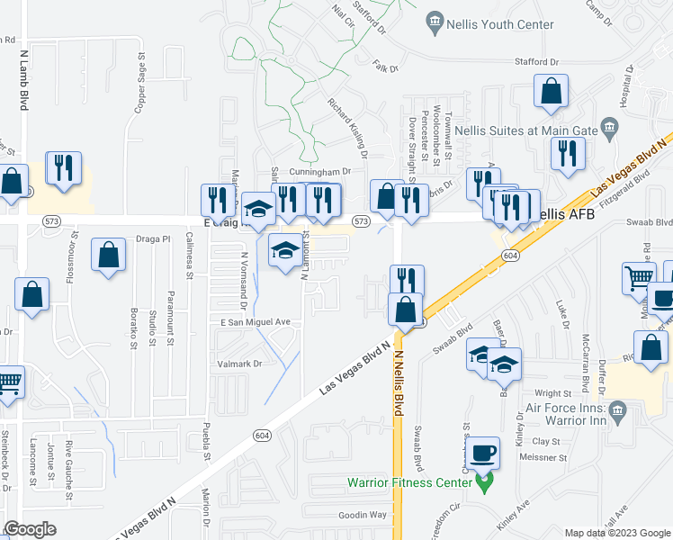map of restaurants, bars, coffee shops, grocery stores, and more near 4262 Swordfish Court in Las Vegas