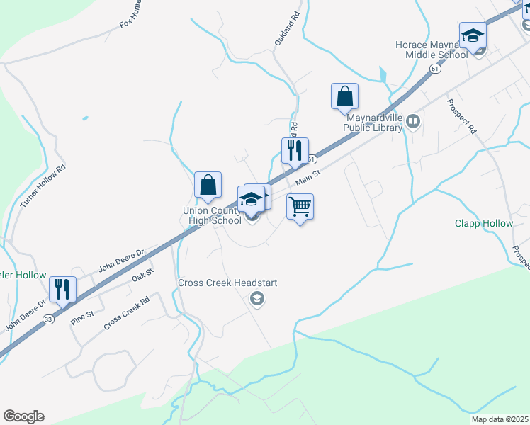 map of restaurants, bars, coffee shops, grocery stores, and more near 150 Main Street in Maynardville