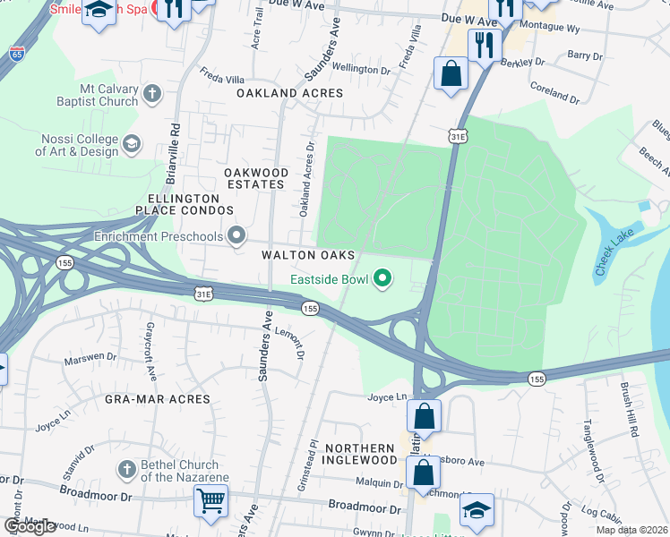 map of restaurants, bars, coffee shops, grocery stores, and more near 420 Walton Lane in Nashville