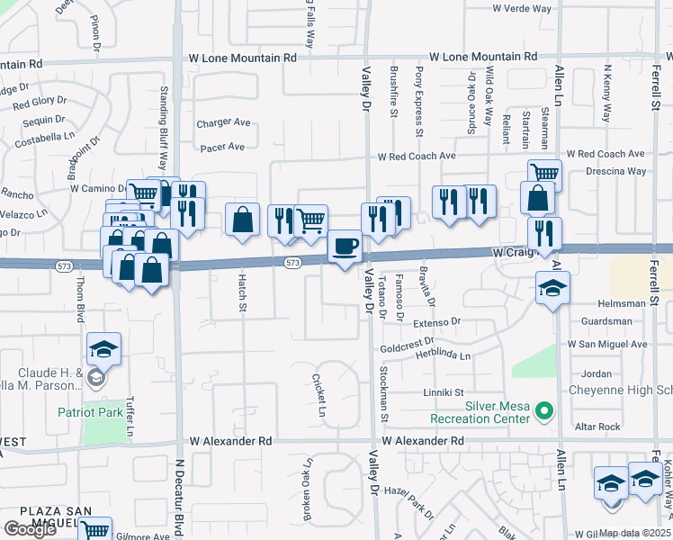 map of restaurants, bars, coffee shops, grocery stores, and more near 4329 West Craig Road in North Las Vegas
