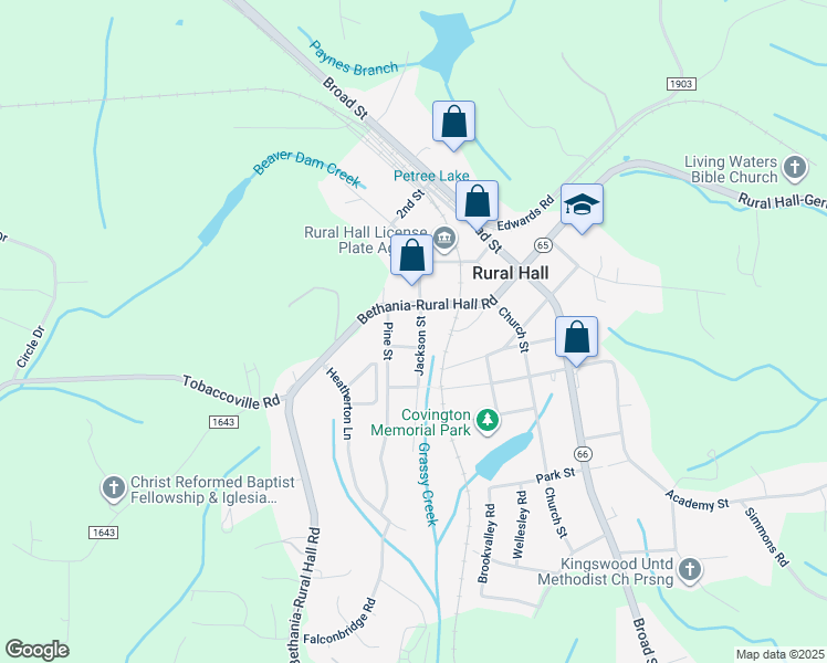 map of restaurants, bars, coffee shops, grocery stores, and more near 7770 Jackson Street in Rural Hall