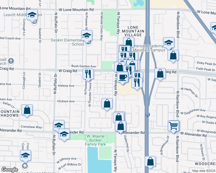 map of restaurants, bars, coffee shops, grocery stores, and more near 7232 Nova Ridge Court in Las Vegas