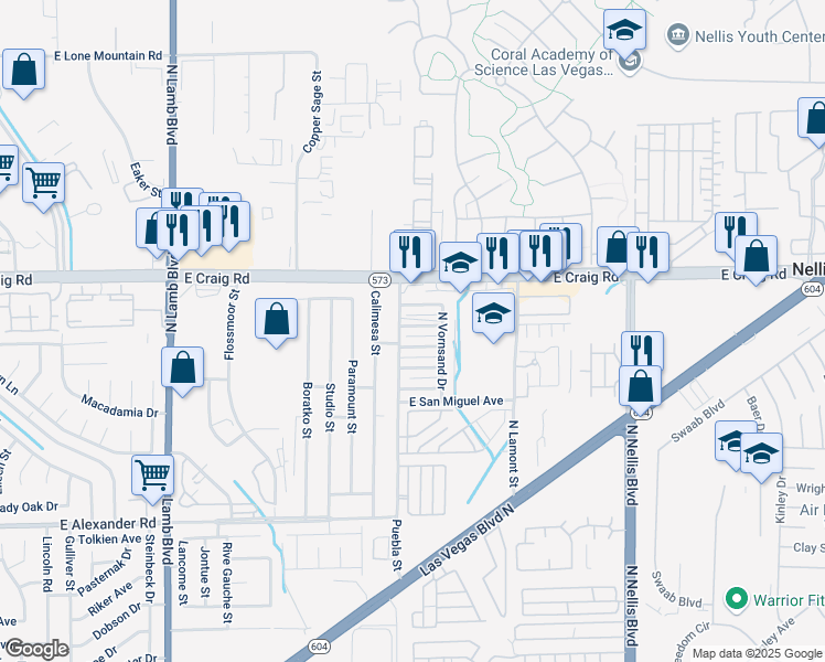 map of restaurants, bars, coffee shops, grocery stores, and more near 4721 Cessna Avenue in Las Vegas