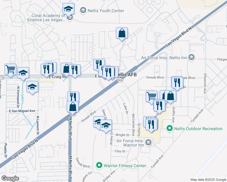 map of restaurants, bars, coffee shops, grocery stores, and more near 4330 Las Vegas Boulevard North in Las Vegas