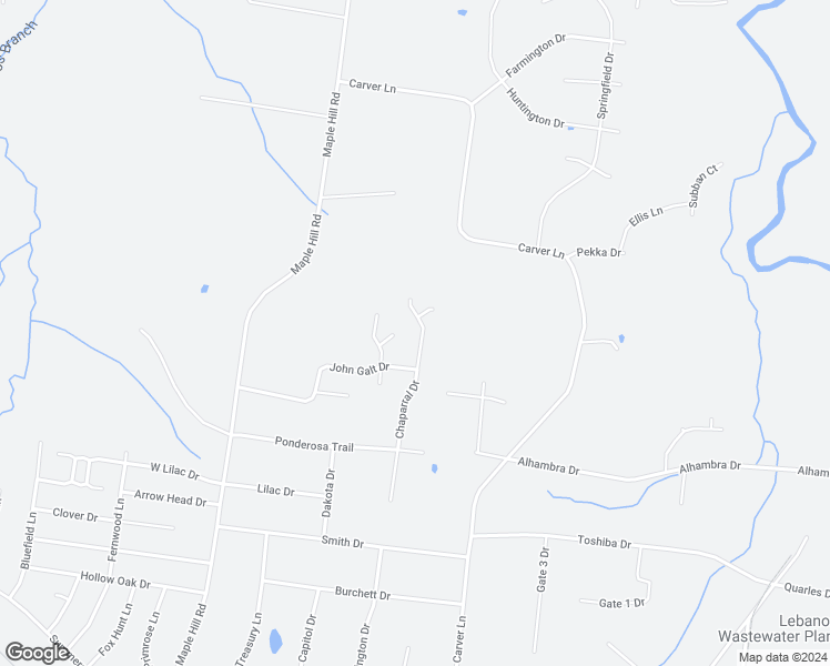 map of restaurants, bars, coffee shops, grocery stores, and more near 928 Chaparral Drive in Lebanon