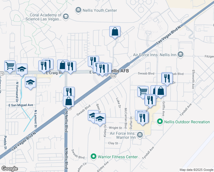 map of restaurants, bars, coffee shops, grocery stores, and more near 4330 Las Vegas Boulevard North in Las Vegas