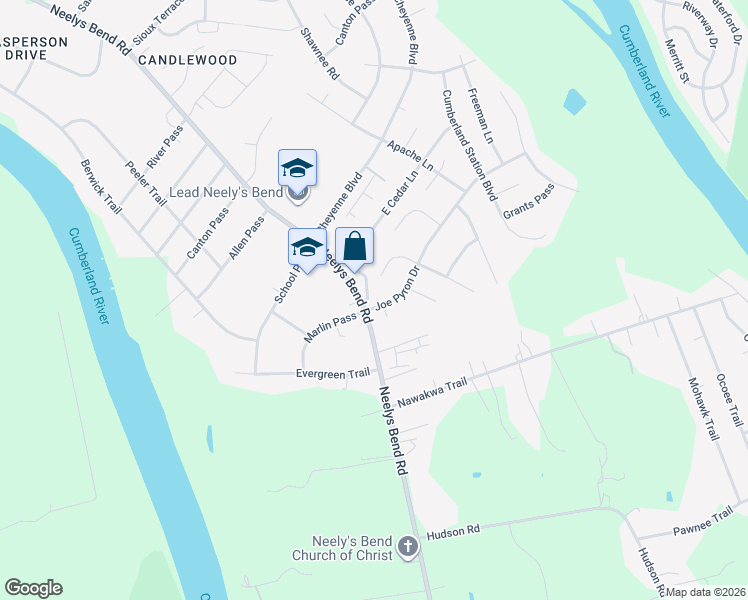 map of restaurants, bars, coffee shops, grocery stores, and more near 1399 Joe Pyron Drive in Nashville