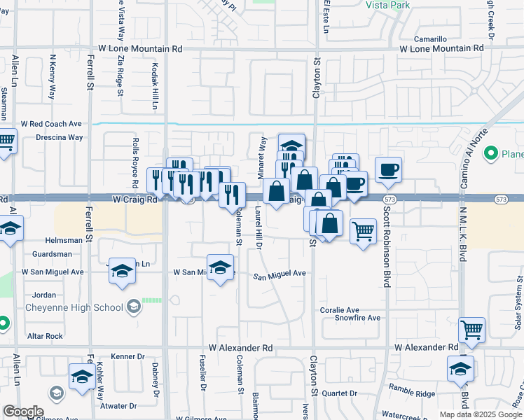 map of restaurants, bars, coffee shops, grocery stores, and more near 4332 Laurel Hill Drive in North Las Vegas