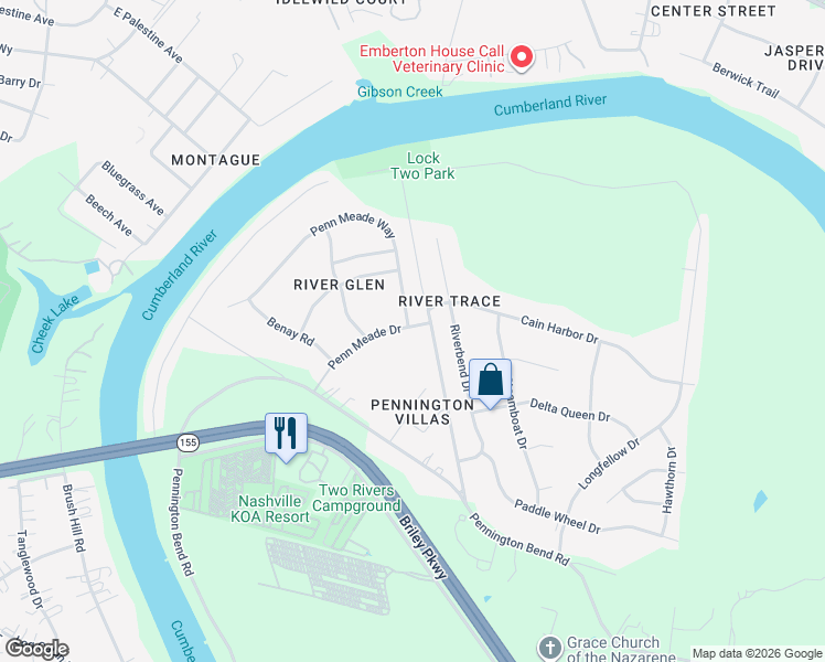map of restaurants, bars, coffee shops, grocery stores, and more near 2824 Penn Meade Drive in Nashville