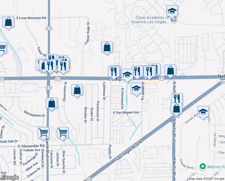 map of restaurants, bars, coffee shops, grocery stores, and more near 4708 Thunderbolt Avenue in Las Vegas