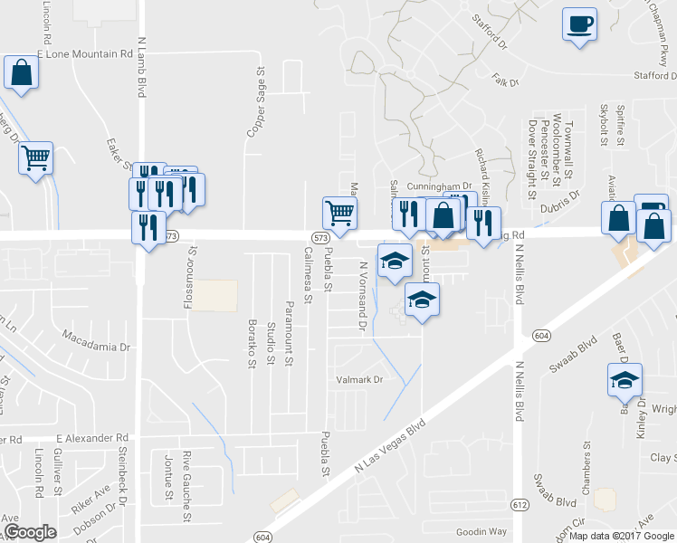 map of restaurants, bars, coffee shops, grocery stores, and more near in Las Vegas