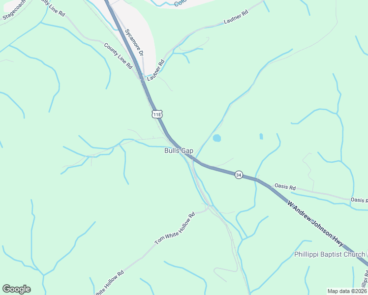 map of restaurants, bars, coffee shops, grocery stores, and more near 15850 West Andrew Johnson Highway in Bulls Gap