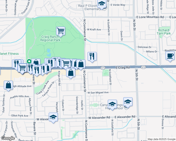 map of restaurants, bars, coffee shops, grocery stores, and more near 4314 Wickford Drive in North Las Vegas