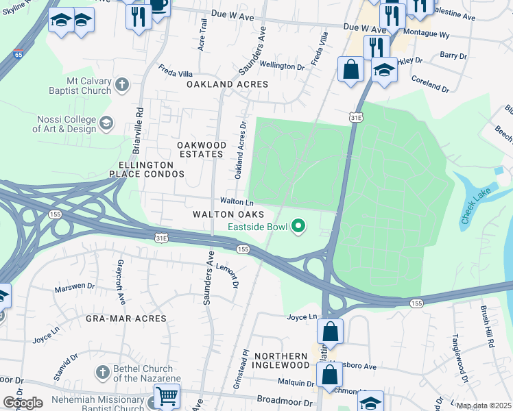 map of restaurants, bars, coffee shops, grocery stores, and more near 420 Walton Lane in Nashville