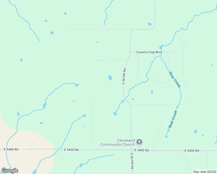 map of restaurants, bars, coffee shops, grocery stores, and more near 53465 South 36700 Road in Cleveland
