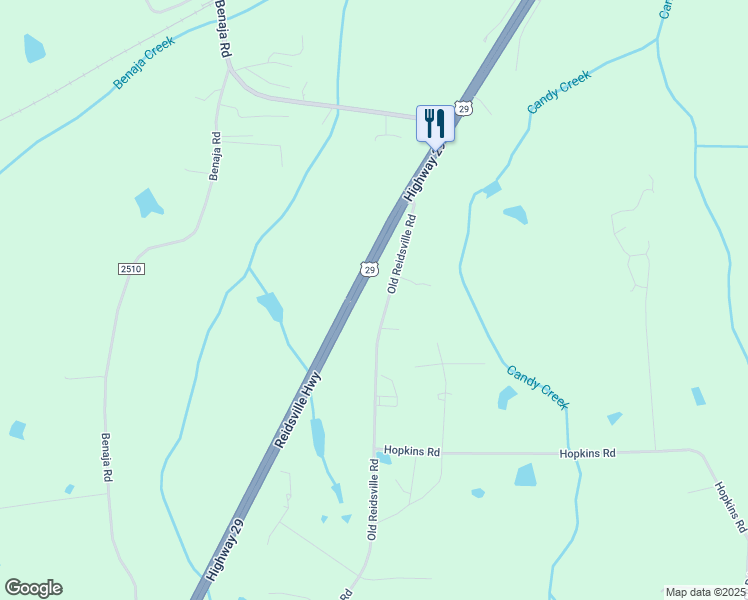 map of restaurants, bars, coffee shops, grocery stores, and more near 8147 Old Reidsville Road in Reidsville