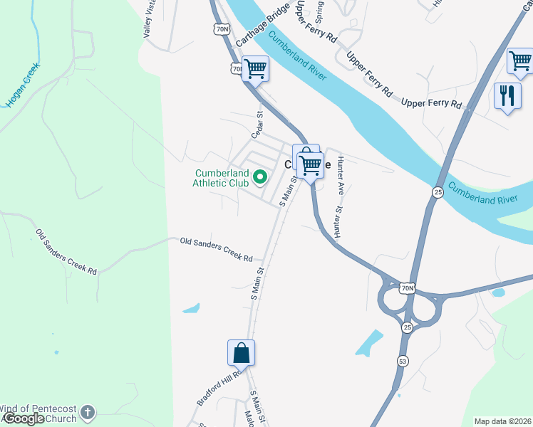 map of restaurants, bars, coffee shops, grocery stores, and more near 273 Cedar Street in South Carthage